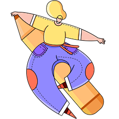 扁平风人物主题插画-笔