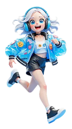 人物系列3D风蓝色衣服跑步女生元素