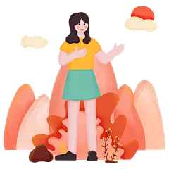 卡通橙色人物角色导游元素