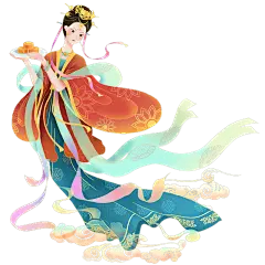 中秋节中国风人物插画-仙女月饼
