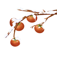 冬季柿子树雪花元素