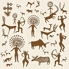 常规内容-动物系列野人麋鹿部落文化插画组合