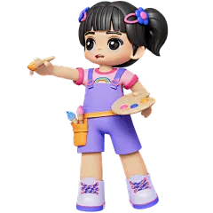 软3D可爱幼儿园小女孩人物贴纸