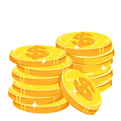 金色扁平堆叠在一起的卡通金币元素