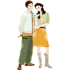 手绘情侣人物插画素材-情侣