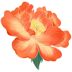 红色花朵中国风中秋节元素贴纸 
