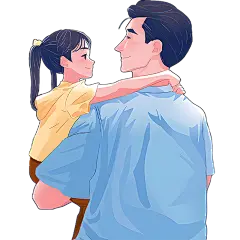 父亲节通用厚涂亲子人物元素