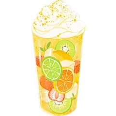 秋天通用写实手绘奶茶物品贴纸元素素材
