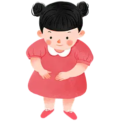手绘认真操作的小女孩 