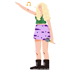 扁平风音乐节人物插画贴纸3