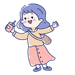 手绘-韩系可爱少女人物贴纸-喝饮料