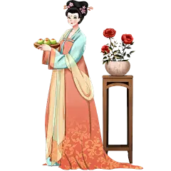 手绘-中国风人物插画贴纸-古风女性
