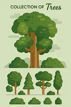 常规内容-植物系列卡通感树元素组合