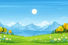 常规内容-背景系列自然风草地蓝天背景图片