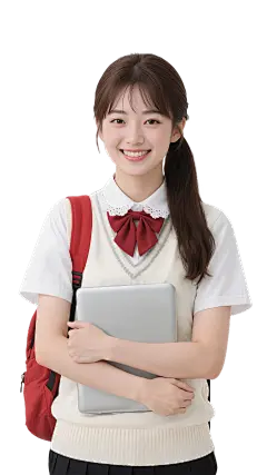 人物系列写实感穿着制服的女孩抱书站立元素