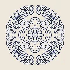 常规内容-中国风系列插画风蓝色传统曼陀罗装饰花纹