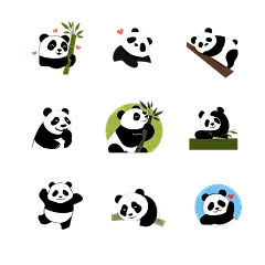 动物系列熊猫图标贴纸