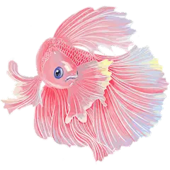 手绘-梦幻清新金鱼动物元素贴纸2