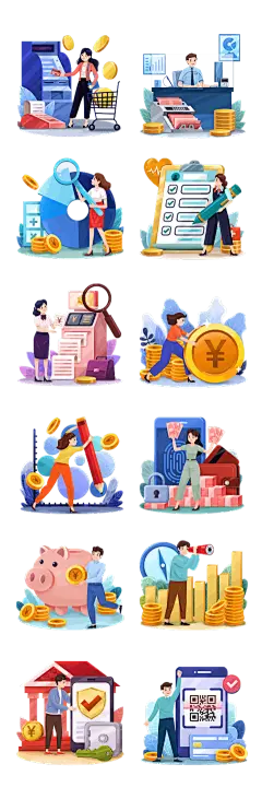 素材组合-手绘-金融理财主题1、手绘-金融理财主题2、手绘-金融理财主题3