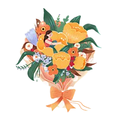 文艺情人节鲜花元素贴纸