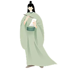 中国风穿青衣的古代男子人物元素贴纸