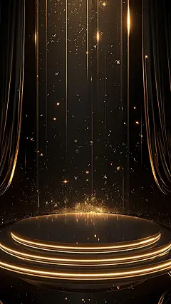 背景通用黑金粒子黑色展台背景图片