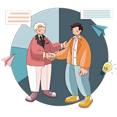 朋友聊天握手插画元素