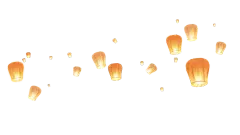 中国风系列水彩插画风孔明灯群元素