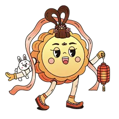 拟人风中秋节月饼元素贴纸