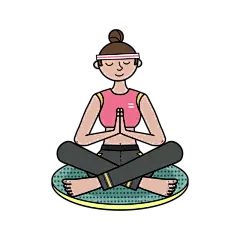 手绘卡通风运动健身人物插画-打坐
