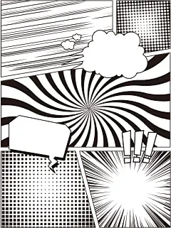 通用漫画风放射线条黑白漫画分镜边框素材