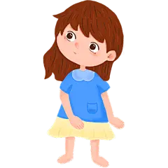 手绘清新风格插画贴纸-小女孩