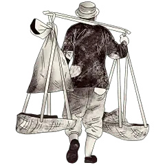 手绘-版画民国风人物插画贴纸10