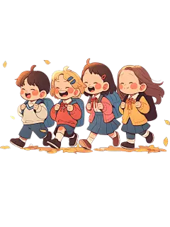 开学季系列幼儿人物组合通用元素素材