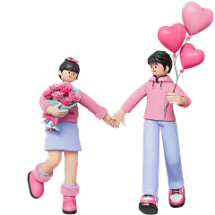 情人节3D立体C4D卡通感情侣爱心组合元素素材