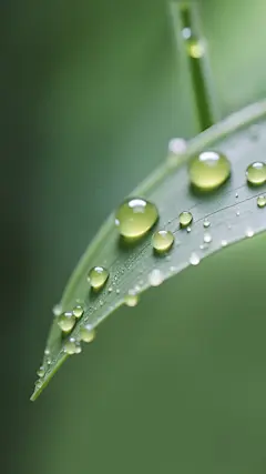白露实景感绿叶露珠背景