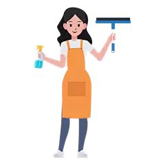 扁平-家居人物插画贴纸-SVG-玻璃刷