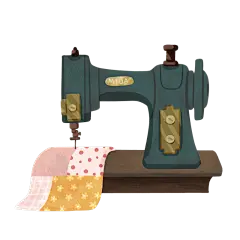 手绘-复古元素-缝纫机