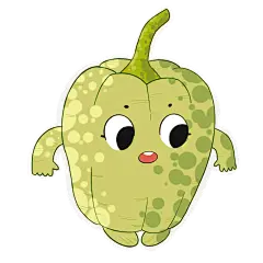 手绘-蔬菜拟人元素贴纸-青椒