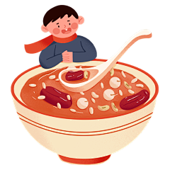 卡通感腊八节腊八粥元素贴纸