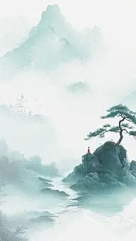 清明节国风抽象水墨晕染山水背景