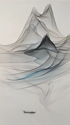 中国风通用纱幔写意山水背景图片素材