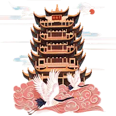 中国风建筑贴纸-塔
