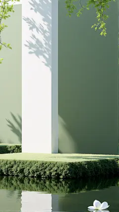 立春&春天实景感植物湖泊石块展台背景