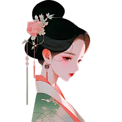 人物系列-通用-极简东方美学少女半身贴纸