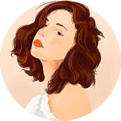 手绘风人物插画-女生头像