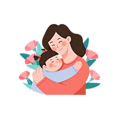 卡通感母亲节母女元素贴纸