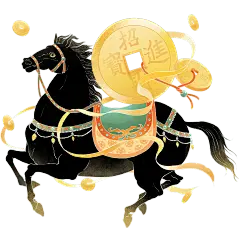 马年中式感敦煌风插画马元素
