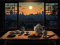 中秋节八月十五场景背景