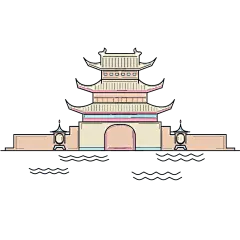 中国地标建筑-扁平风-江南贡院